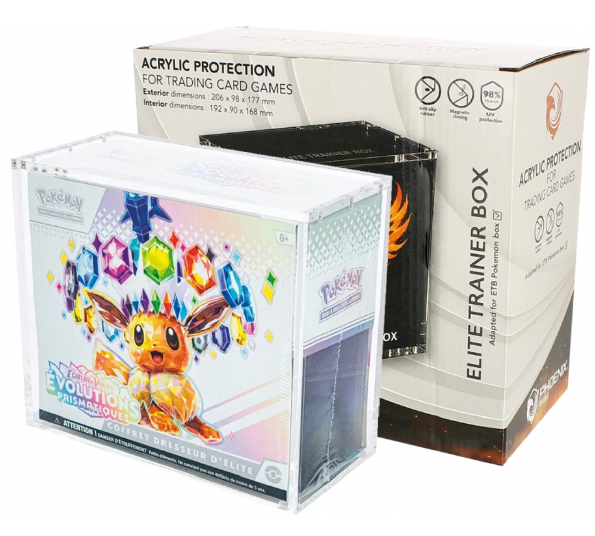 Phoenix Shield - Boite de Rangement - Plexiglas - Protection Acrylique pour ETB POKEMON (Fermeture Magnétique)