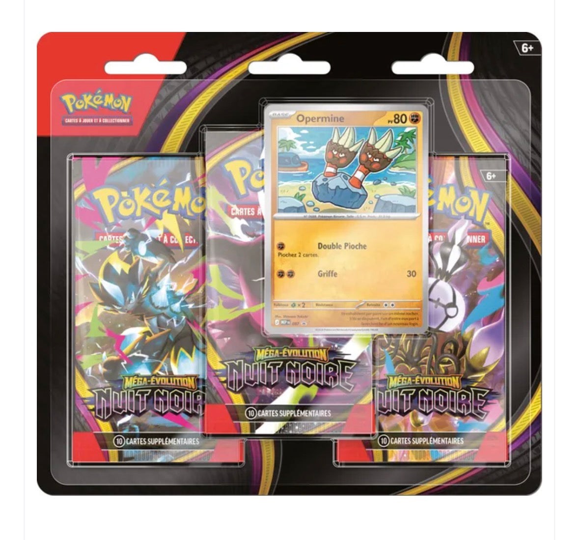 Pokémon JCC - Pack de 3 Boosters sous blister Méga-Évolution - ME05 Nuit Noire (1 blister aléatoire) - FR
