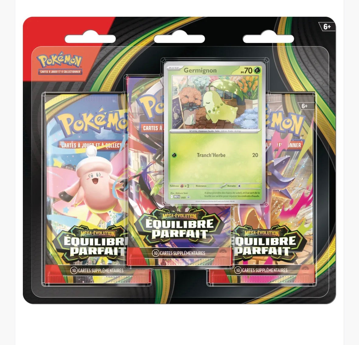 Pokémon JCC - Pack de 3 Boosters sous blister Méga-Évolution - ME03 Équilibre Parfait Germignon (1 blister aléatoire) - FR